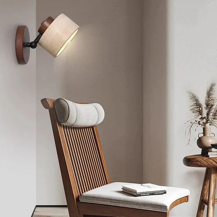 Applique Murale LED Minimaliste en Pierre Travertin