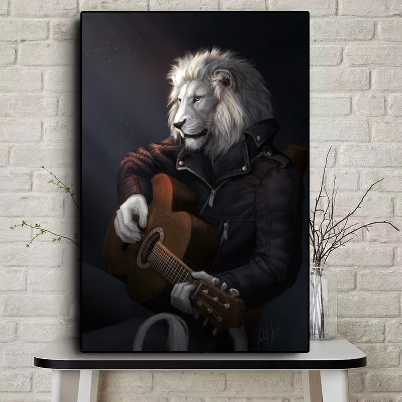 Toile Animalière Chic - Posters Zèbre Lion Éléphant