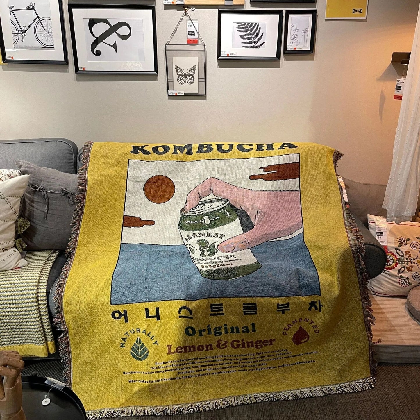 Couverture Artistique Kombucha – Douceur Rétro et Confort Quotidien