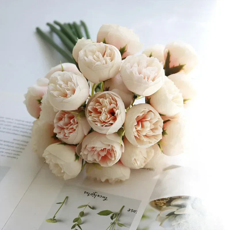 Bouquet de Pivoines en Soie, 27 Fleurs, Multicolore
