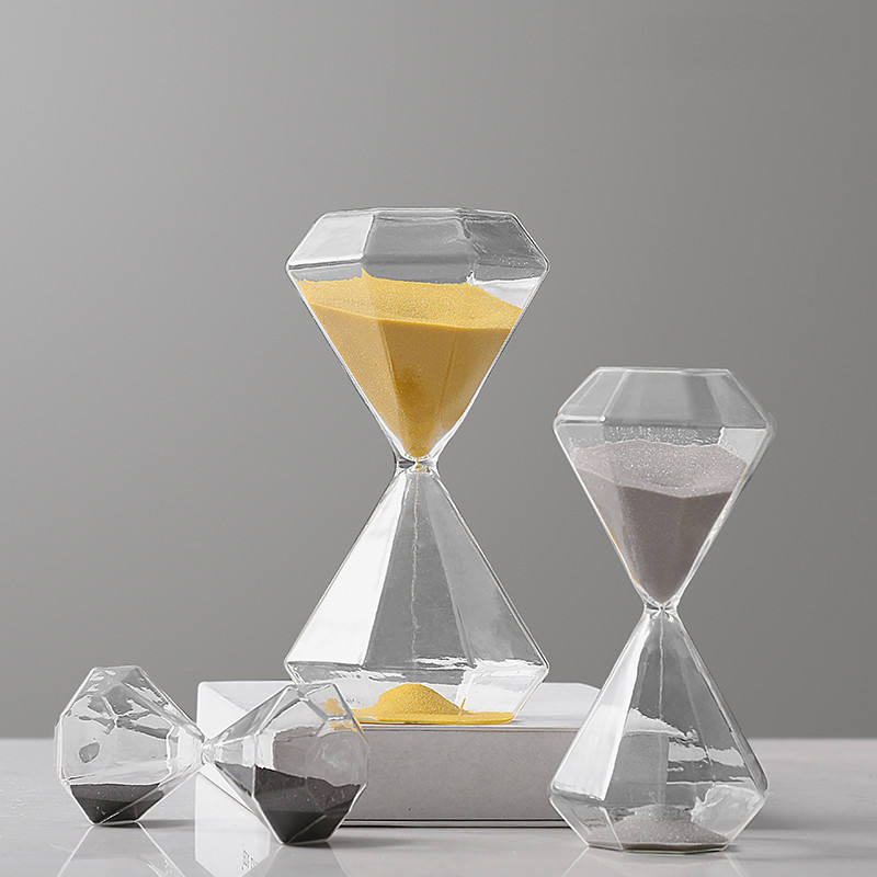 Sablier Diamant en Verre – Minuteur Design 5/15/30/60 Min, Déco Maison & Cadeau Original