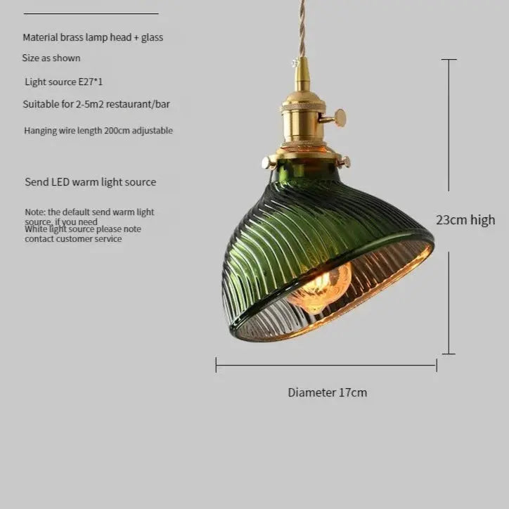 Suspension Scandinave, Abat-Jour en Verre Vert, Hauteur Réglable