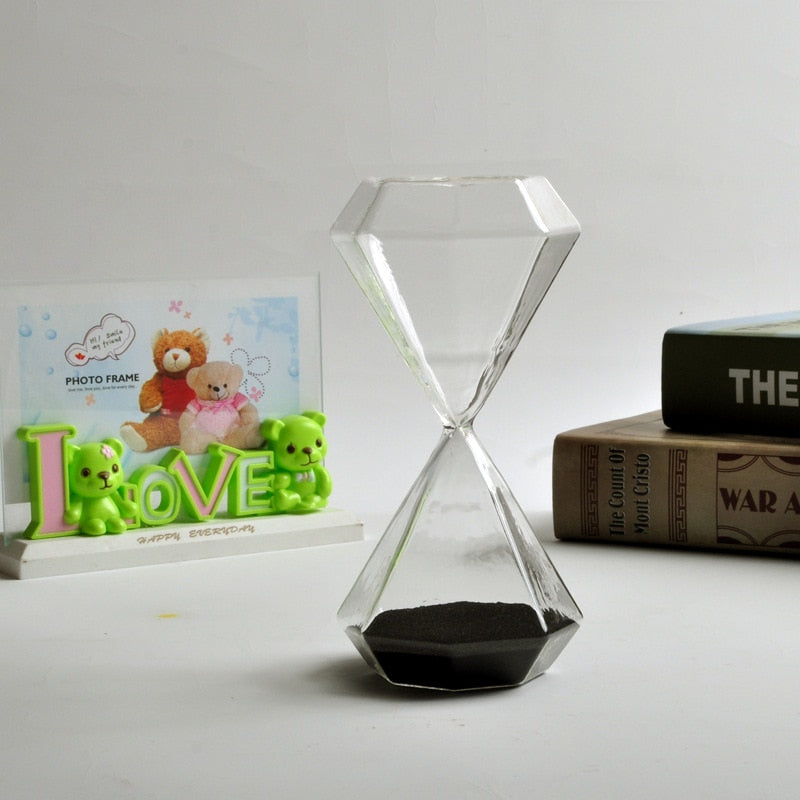 Sablier Diamant en Verre – Minuteur Design 5/15/30/60 Min, Déco Maison & Cadeau Original