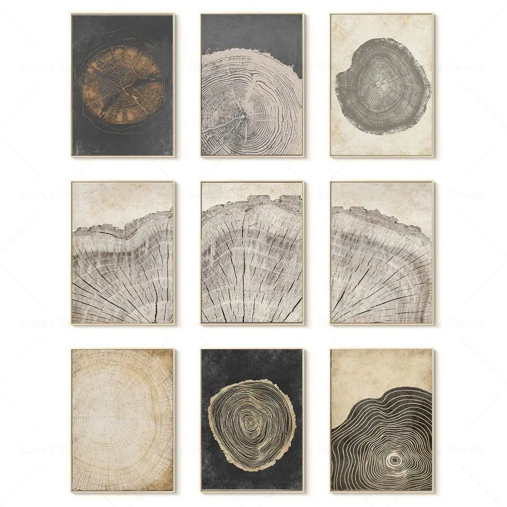Toile Abstraite Anneaux d’Arbre – L’Art du Temps Gravé par la Nature