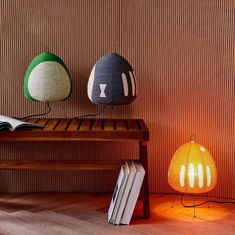 Lampe Japonaise Colorée en Papier de Riz – Élégance Wabi-Sabi pour une Ambiance Apaisante