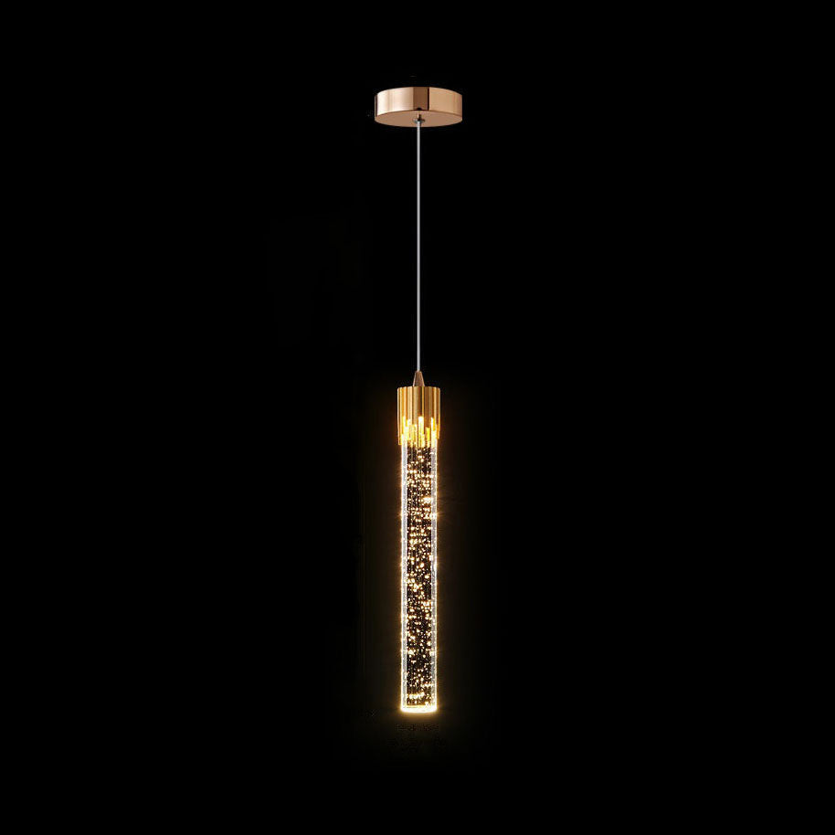 Suspension LED Cylindrique Cristal Moderne