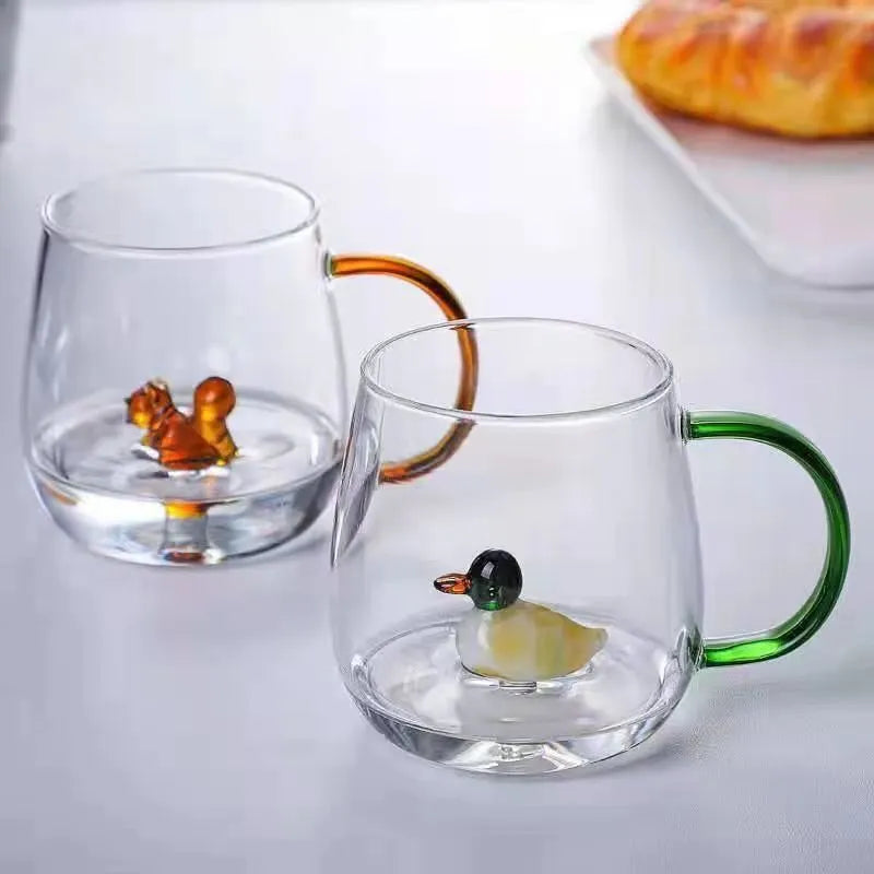Mug en Verre Borosilicate avec Poignée Colorée 350ml