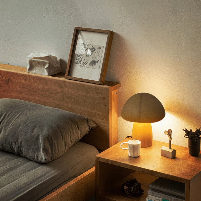 Wooden Mushroom Lamp | Lampe Champignon en Bois - Éclairage Naturel et Élégant