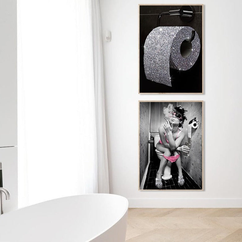 Tableau Déco Toilettes "Oui, c’est une peinture" – Humour et Style pour Vos Murs
