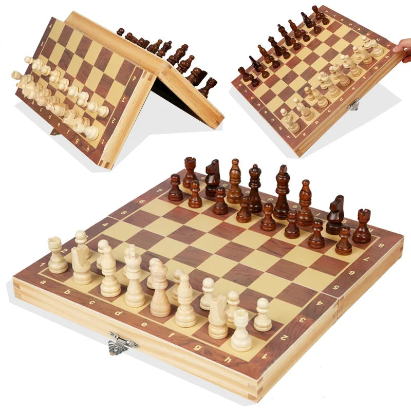 Jeu d’Échecs Bois Pliable Magnétique, 24×24cm