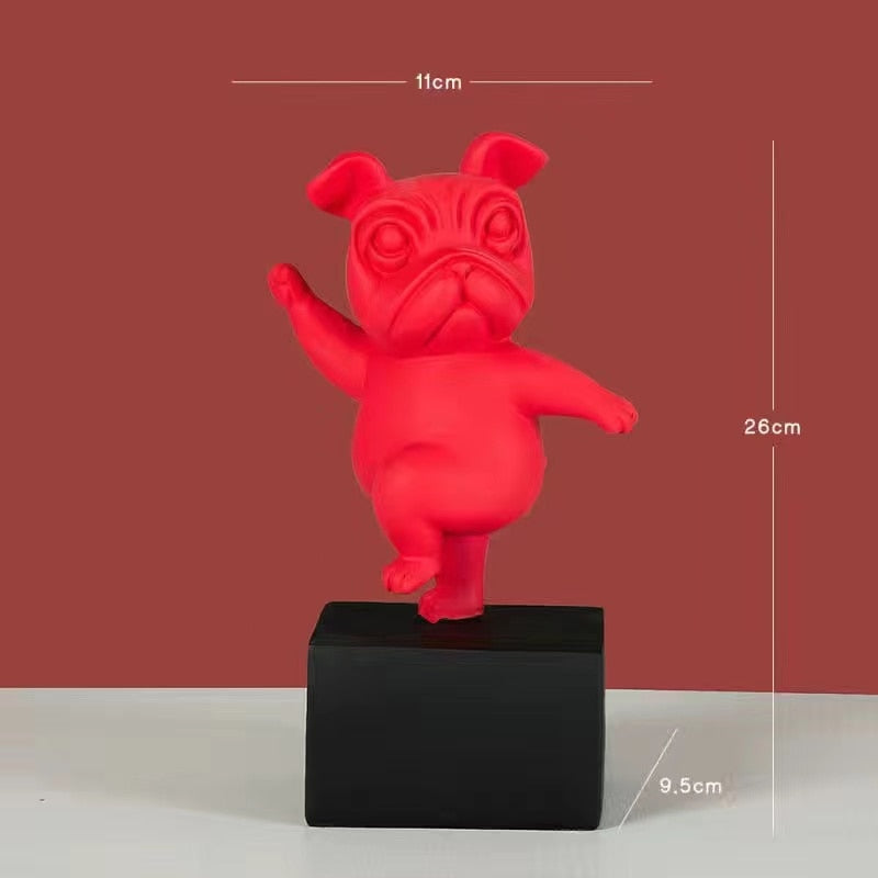 Statuette Chien Bulldog en Résine – Figurine Abstraite Yoga Déco Moderne pour Maison et Bureau