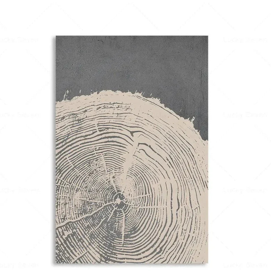 Toile Abstraite Anneaux d’Arbre – L’Art du Temps Gravé par la Nature