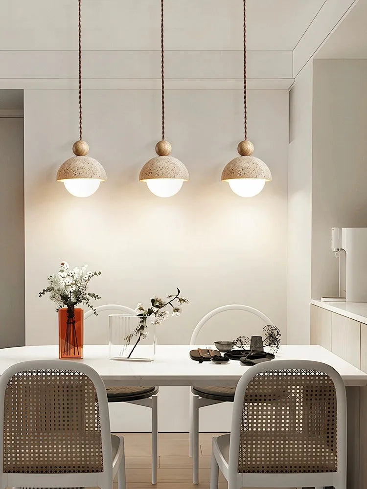 Petite Suspension en Pierre | Lustre Design Moderne en Forme de Bouton de Fleur pour Chambre, Style Crème