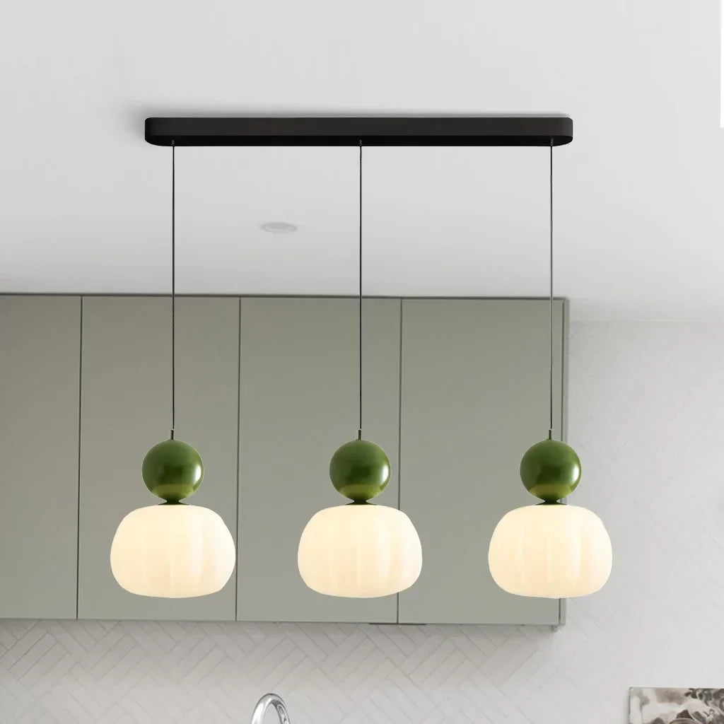 Suspension Art Déco, Crème, Verre Givré, Ø16cm x H22cm