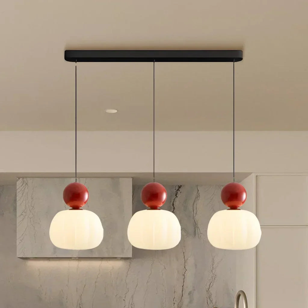 Suspension Art Déco, Crème, Verre Givré, Ø16cm x H22cm