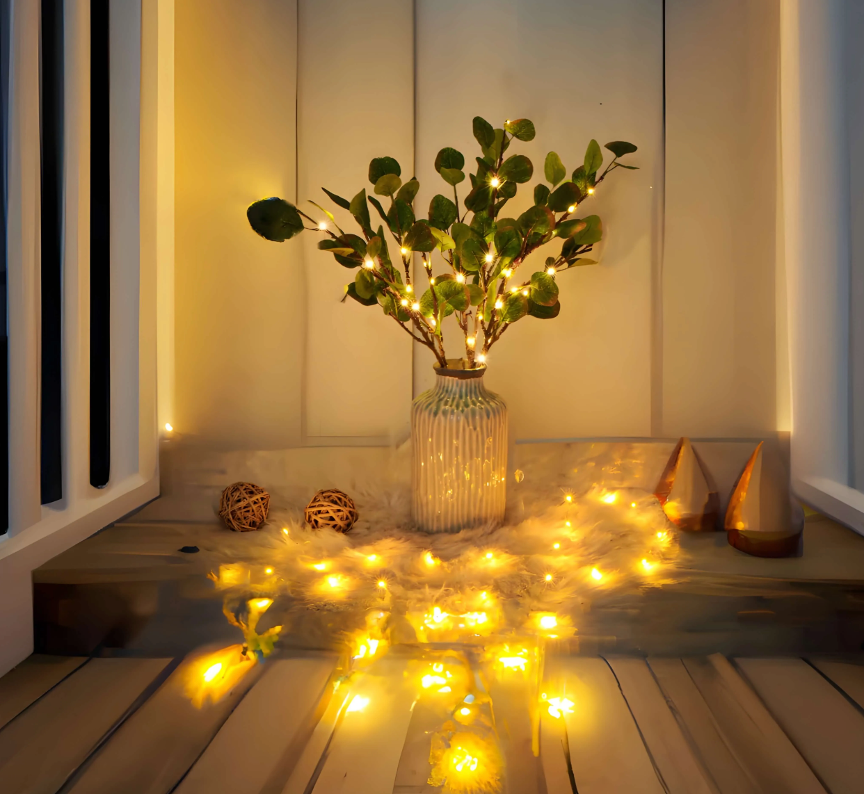 Guirlande lumineuse branche d’olivier LED – Éclairage déco naturel et chaleureux