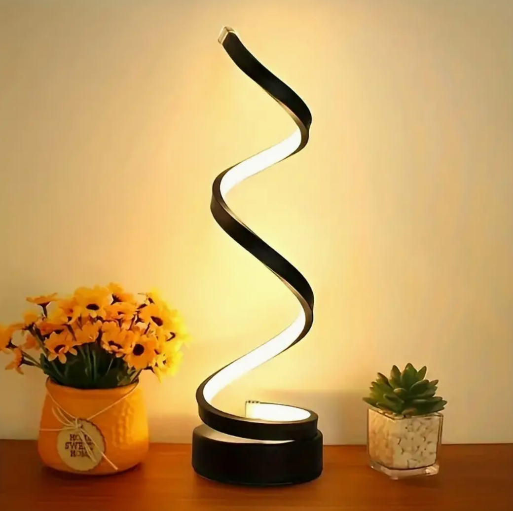 Lampe de Table Spirale LED – Design Moderne à Intensité Variable avec Port USB