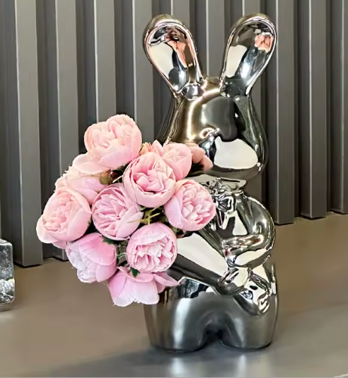 Vase Céramique Bunny Bloom – Une Touche Artistique et Ludique pour Votre Intérieur