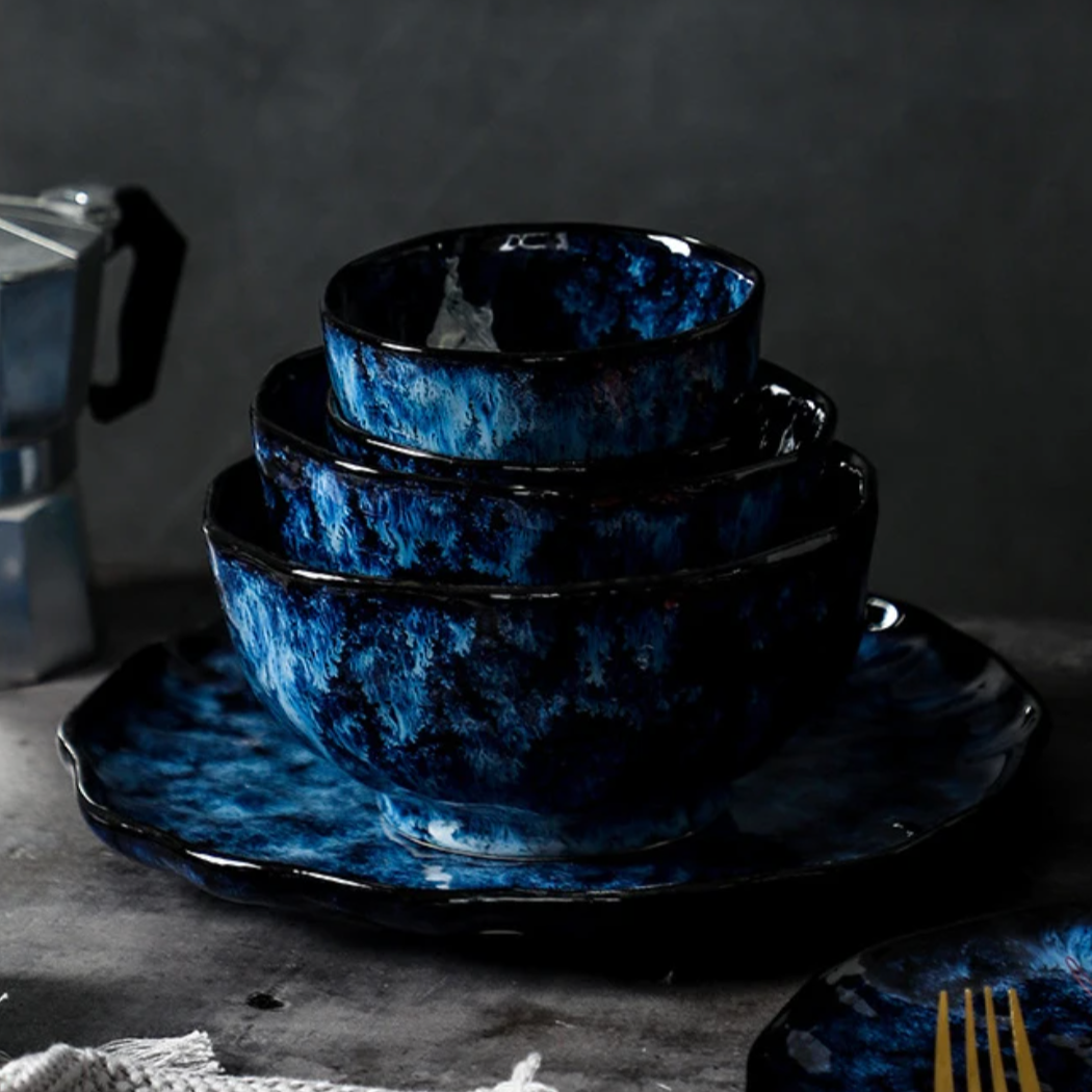 Ensemble de Dîner 10 Pièces Blue Nebula – Élégance Céleste pour Vos Repas Quotidiens