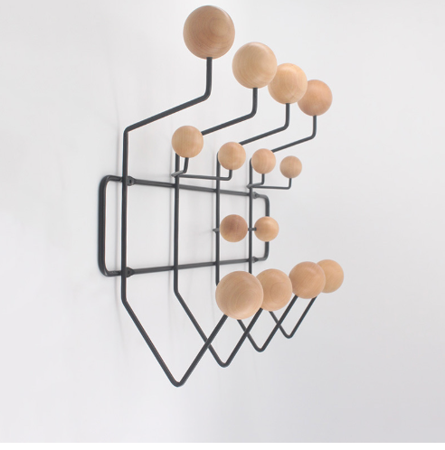 Porte-Manteau Mural Design, Bois et Acier, Multicolore