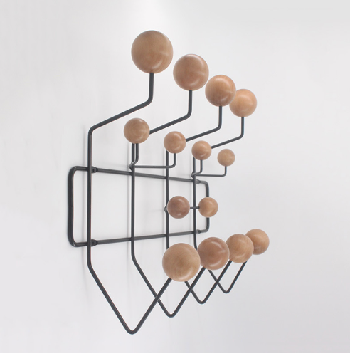 Porte-Manteau Mural Design, Bois et Acier, Multicolore