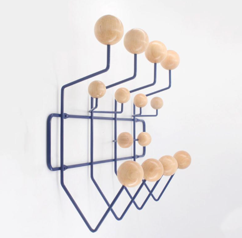 Porte-Manteau Mural Design, Bois et Acier, Multicolore