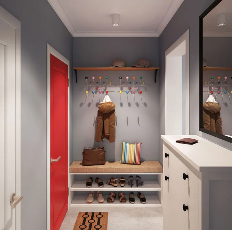 Porte-Manteau Mural Design, Bois et Acier, Multicolore