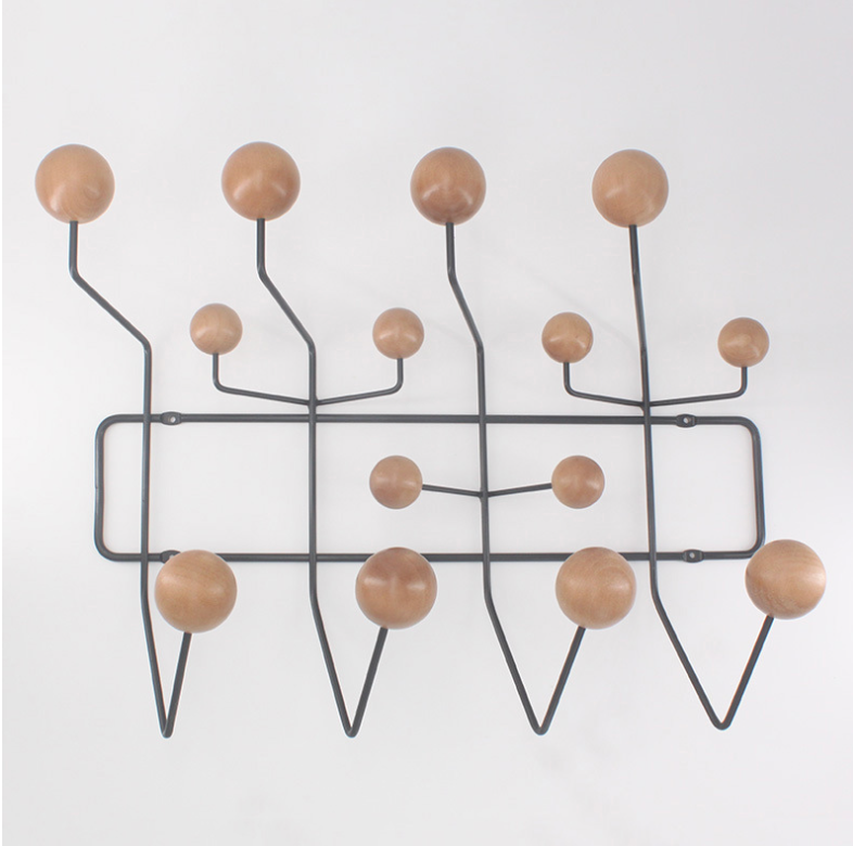 Porte-Manteau Mural Design, Bois et Acier, Multicolore