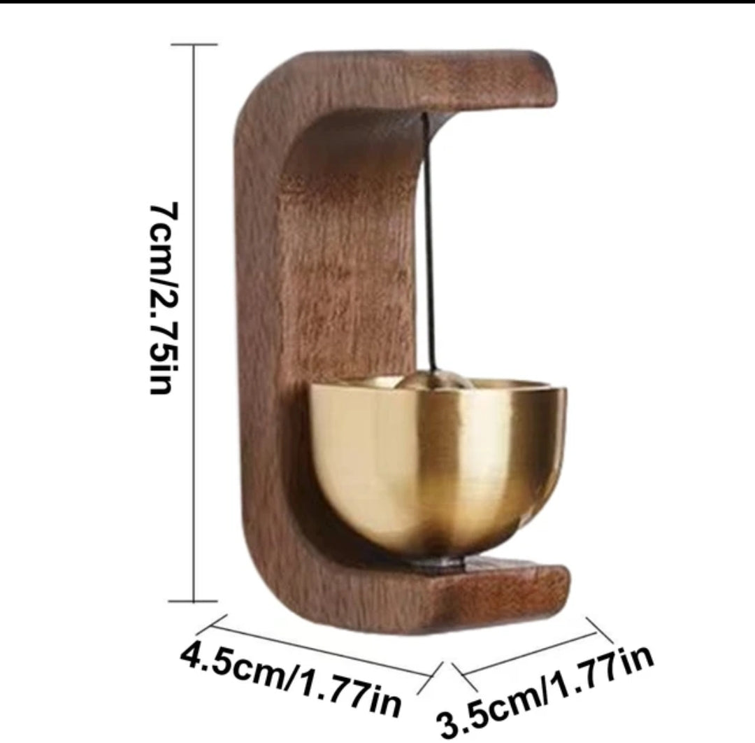 Sonnette Méditative Bois & Laiton – Carillon Apaisant pour Porte & Intérieur