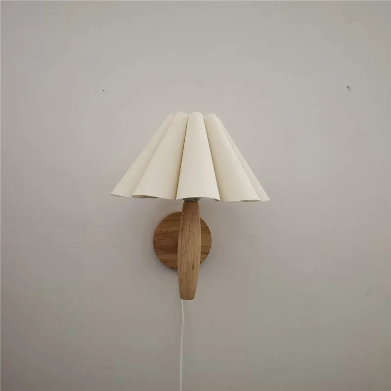 Lampe Pétale | Applique Murale en Bois au Style Nordique avec Design Plissé Ancien