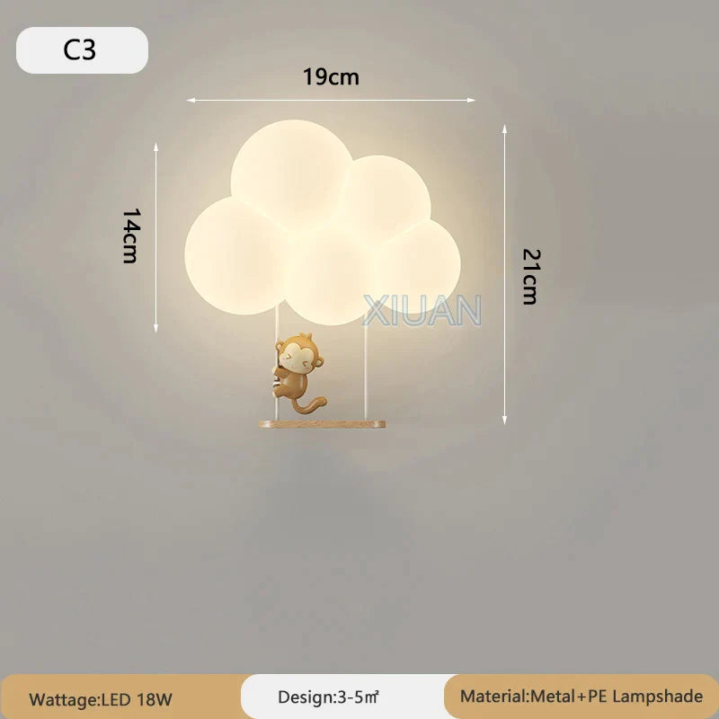 Lampe Murale Nuage Cartoon | Applique Mignonne pour Chambre d'Enfant et Chambre de Bébé