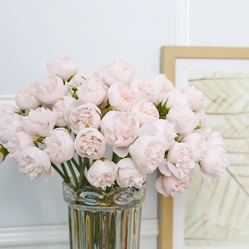 Bouquet de Pivoines en Soie, 27 Fleurs, Multicolore