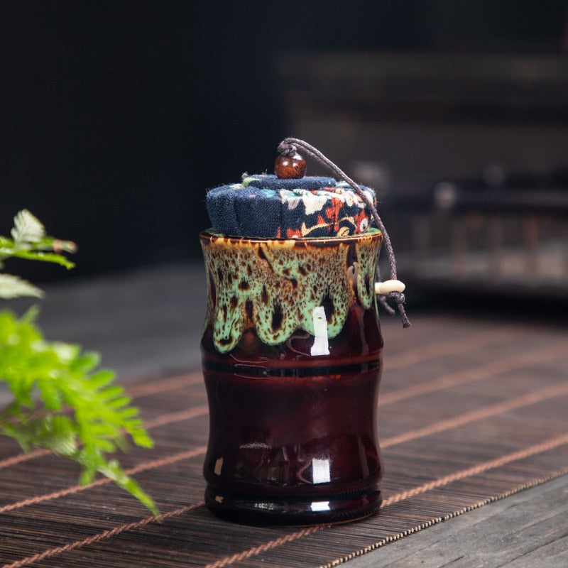 Boîte à Thé en Céramique Émaillée – Pot de Rangement Hermétique pour Thé, Bonbons, Grains ou Épices