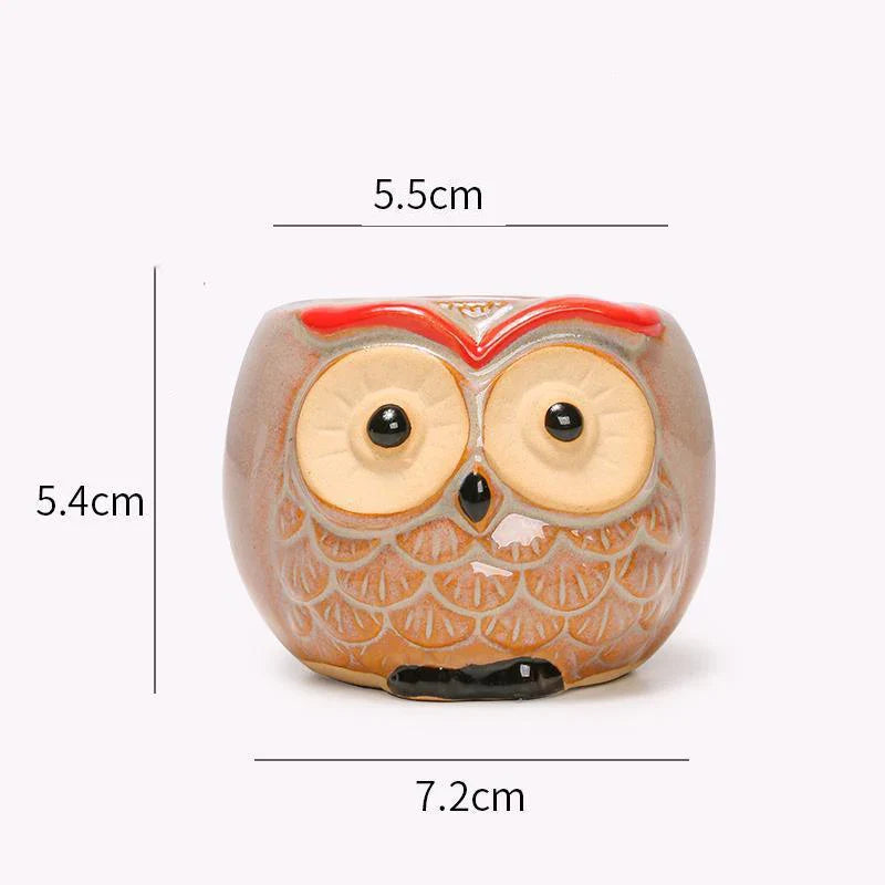 Mini Pot de Fleurs Hibou en Céramique – Jardinière Mignonne pour Plantes Succulentes et Déco de Bureau ou Jardin