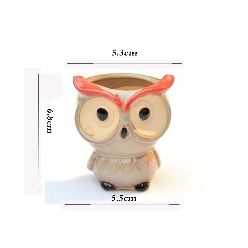 Mini Pot de Fleurs Hibou en Céramique – Jardinière Mignonne pour Plantes Succulentes et Déco de Bureau ou Jardin