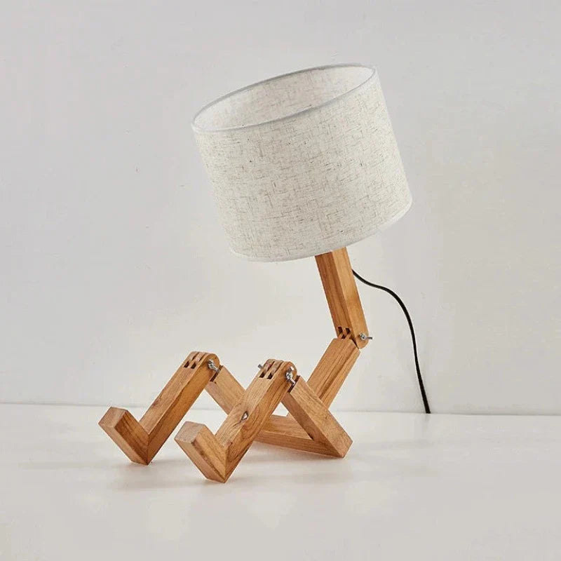 Lampe de Chevet Design Articulée Bois & Tissu