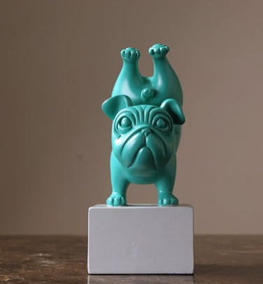 Statuette Chien Bulldog en Résine – Figurine Abstraite Yoga Déco Moderne pour Maison et Bureau