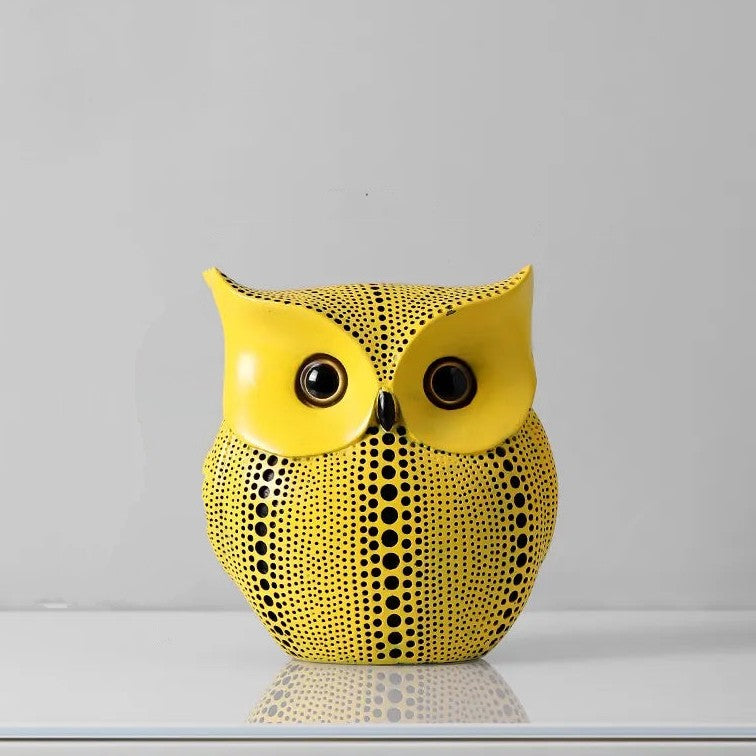 Figurines Décoratives Jaunes Style Kusama – Sculptures Pop Art Modernes en Résine