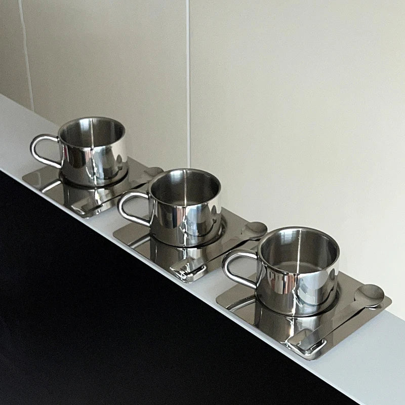 Set Tasse à Café Inox Vince, Design Nordique, 3 Pièces