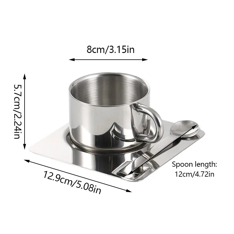 Set Tasse à Café Inox Vince, Design Nordique, 3 Pièces