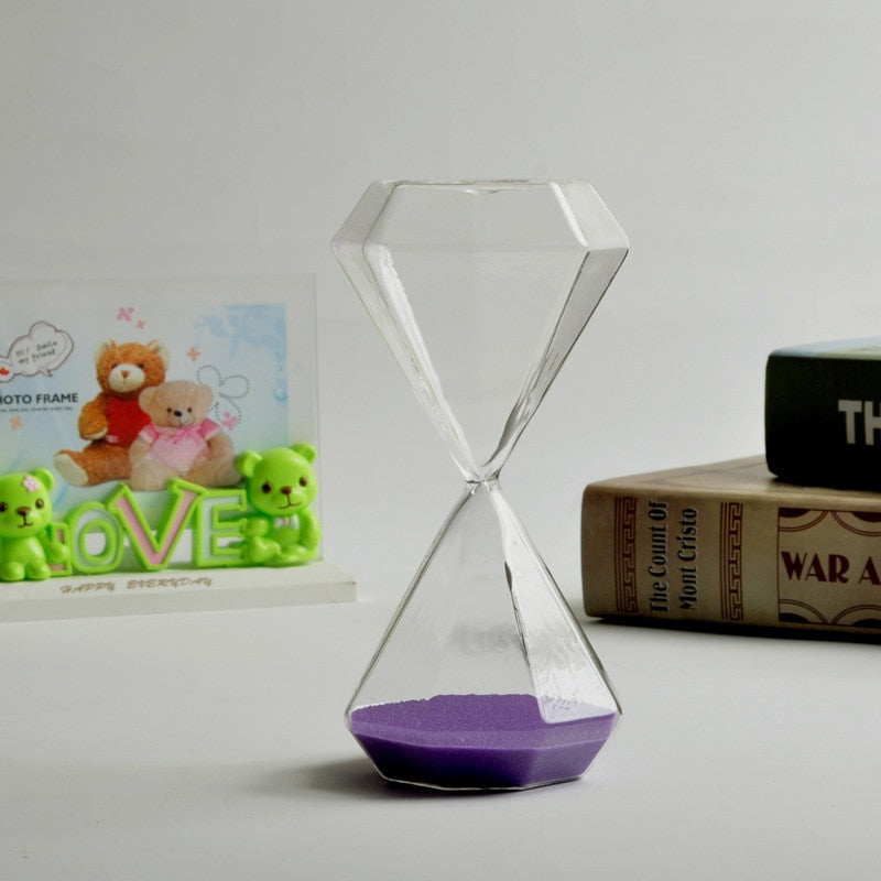Sablier Diamant en Verre – Minuteur Design 5/15/30/60 Min, Déco Maison & Cadeau Original
