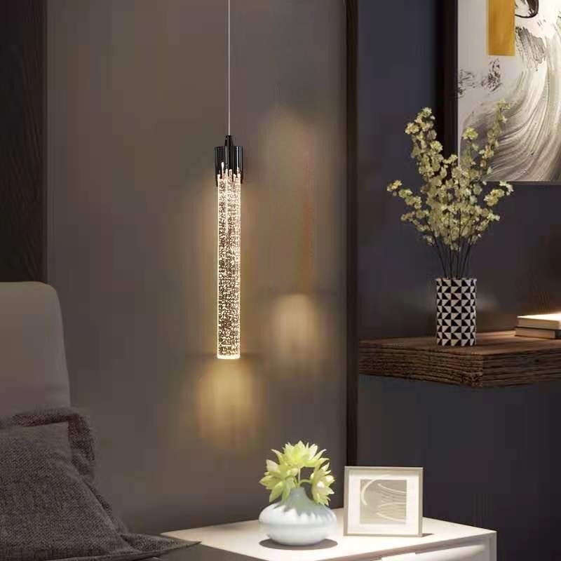 Suspension LED Cylindrique Cristal Moderne