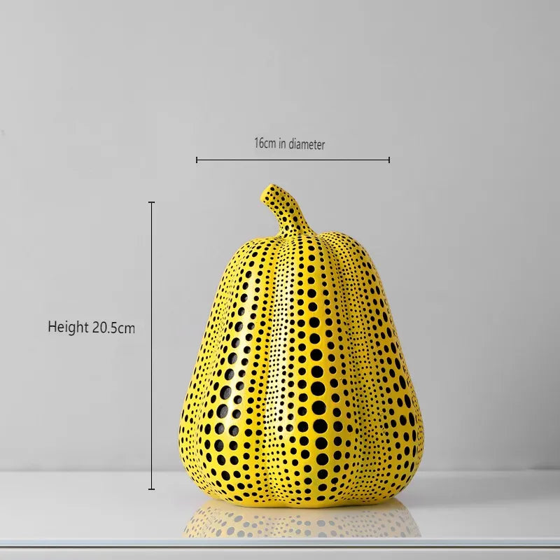 Figurines Décoratives Jaunes Style Kusama – Sculptures Pop Art Modernes en Résine