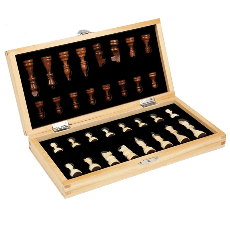 Jeu d’Échecs Bois Pliable Magnétique, 24×24cm