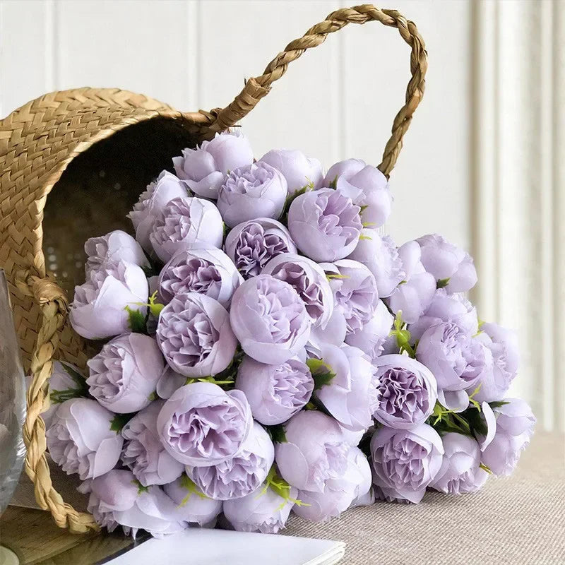 Bouquet de Pivoines en Soie, 27 Fleurs, Multicolore