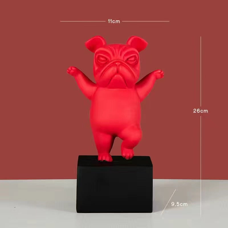 Statuette Chien Bulldog en Résine – Figurine Abstraite Yoga Déco Moderne pour Maison et Bureau