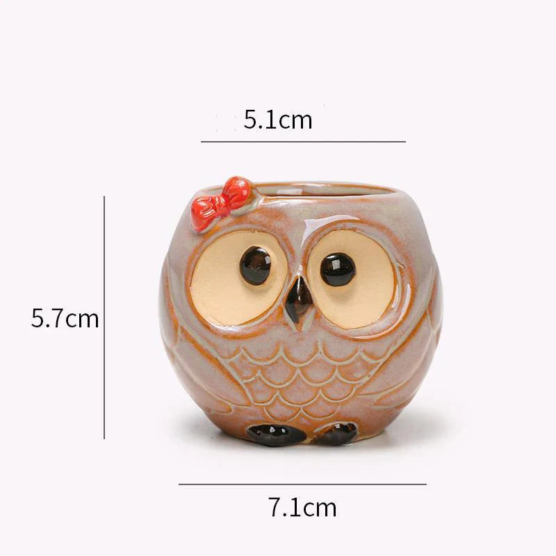 Mini Pot de Fleurs Hibou en Céramique – Jardinière Mignonne pour Plantes Succulentes et Déco de Bureau ou Jardin