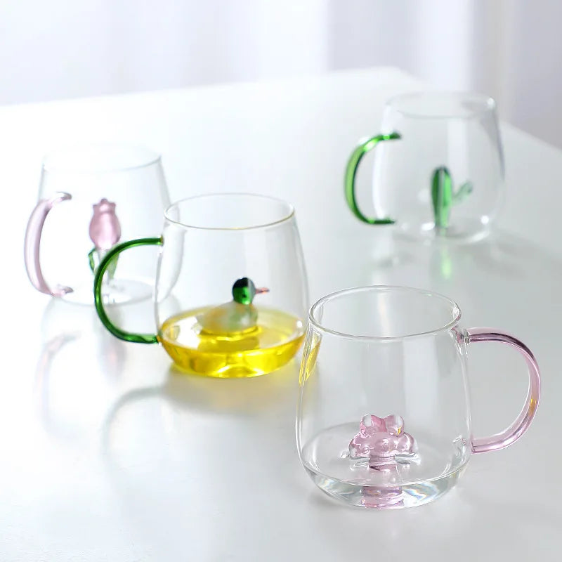 Mug en Verre Borosilicate avec Poignée Colorée 350ml