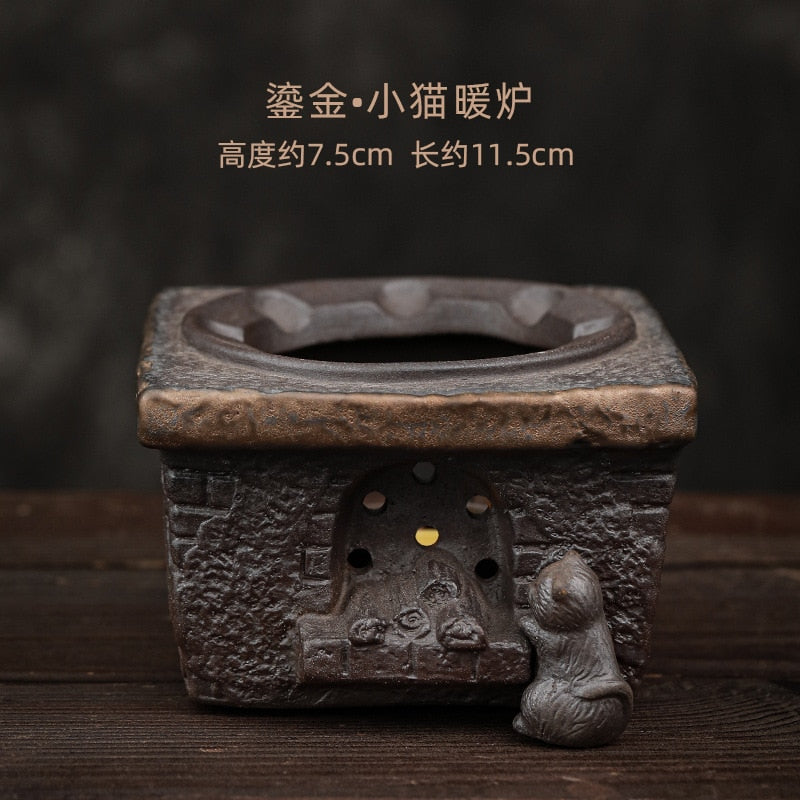 Théière Japonaise Artisanale en Céramique – Style Citrouille avec Anse Sculptée et Infuseur