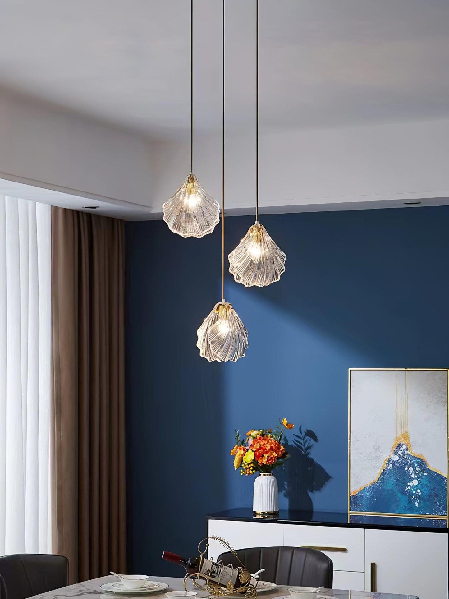 Suspension Coquillage Design Verre LED – Style Marin